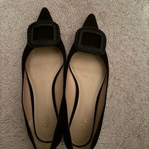 Boden Black Flats with Buckle Detail